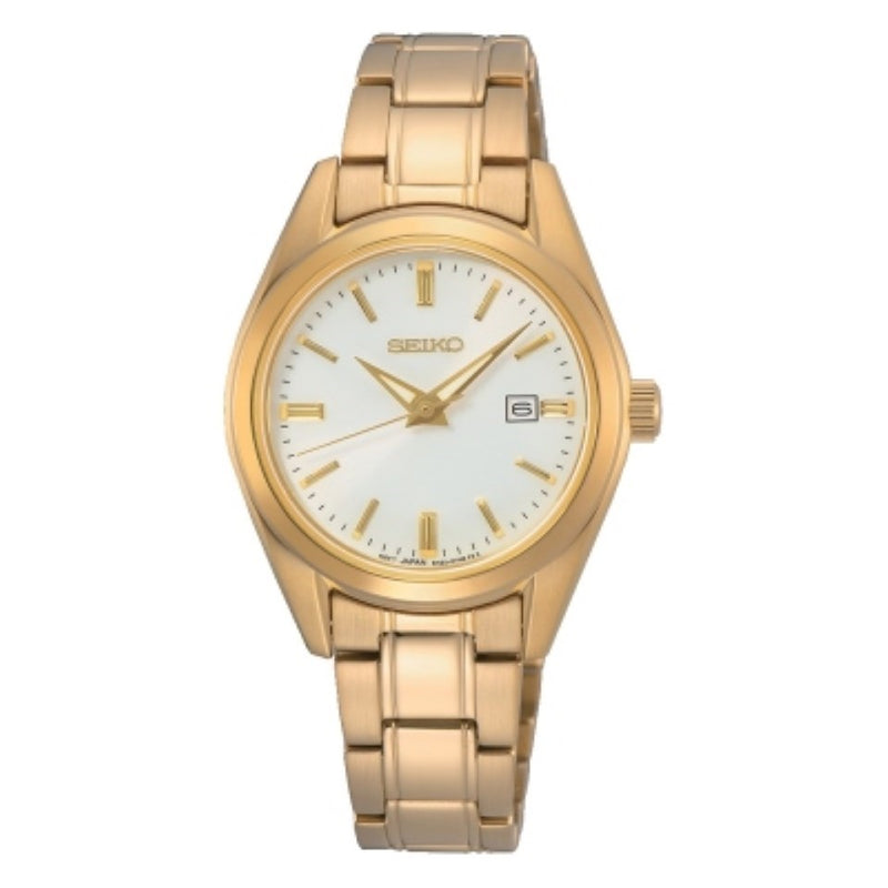 Seiko SUR632P1 Gold Plated White Dial Bracelet Watch