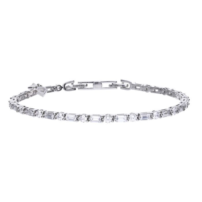 Diamonfire Baguette and Round Zirconia Bracelet