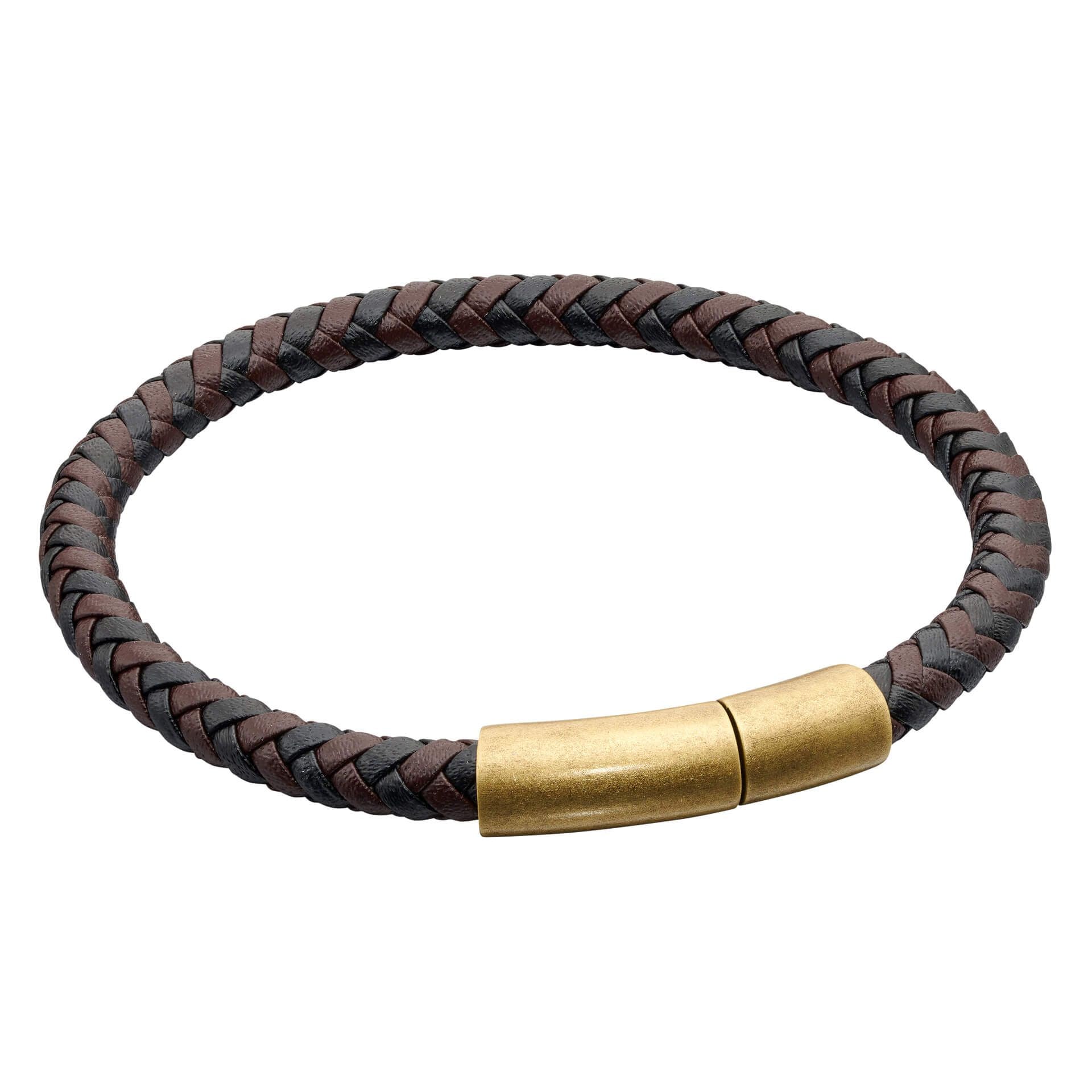 Fred Bennett Two Tone Leather Plaited Bracelet