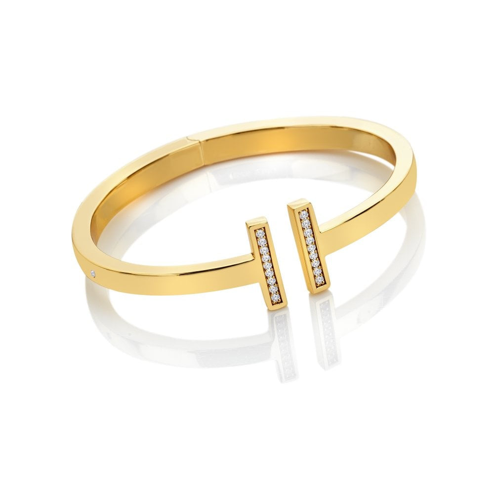 Hot Diamonds T Bar Bangle - Gold Plated