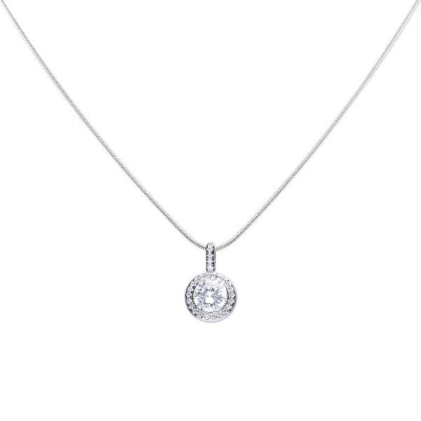 Diamonfire Round Pave Halo Necklace P4618
