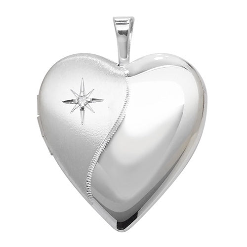 Silver Diamond Set Heart Locket