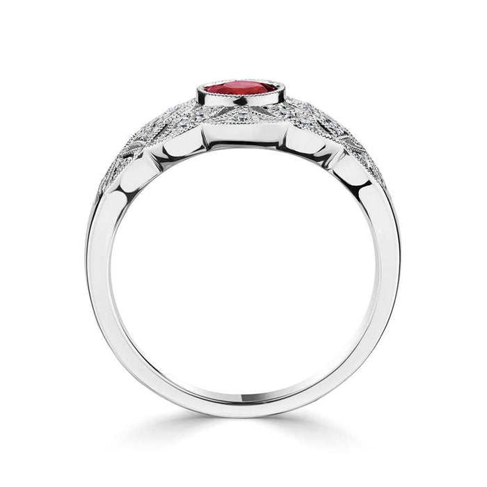 18ct White Gold Diamond & Ruby Ring