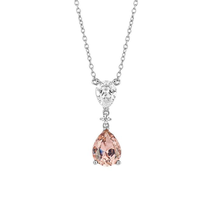 Diamonfire Teardrop Shaped Pink Zirconia Drop Necklace