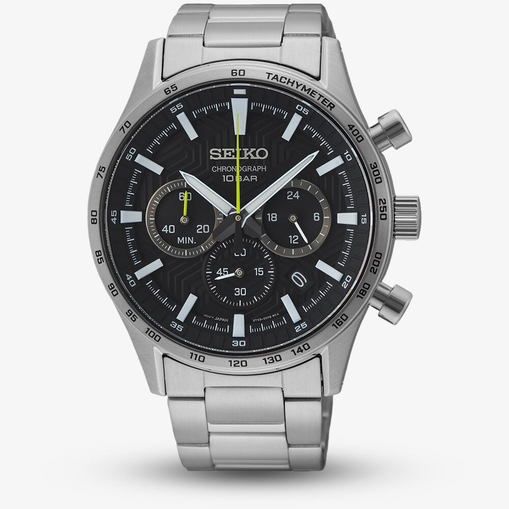 Seiko Conceptual Stainless Steel Black Dial Chornograph Watch