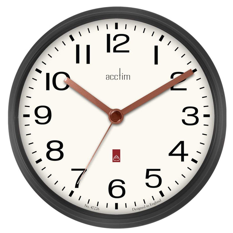 Acctim "Alvis" 20cm Wall Clock in Gun Metal 29233 - Robert Openshaw Fine Jewellery