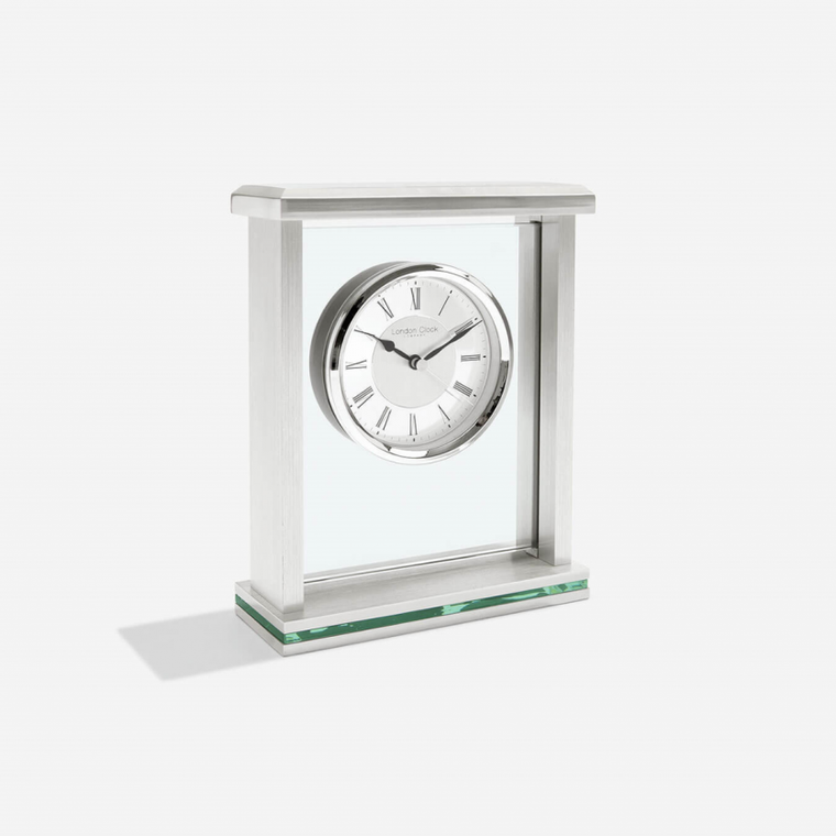 London Clock Co Silver Flat Top Mantel Clock