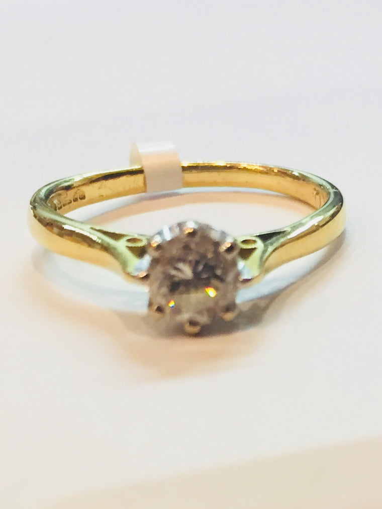 18ct Yellow Gold Single Stone 0.45cts Diamond Ring