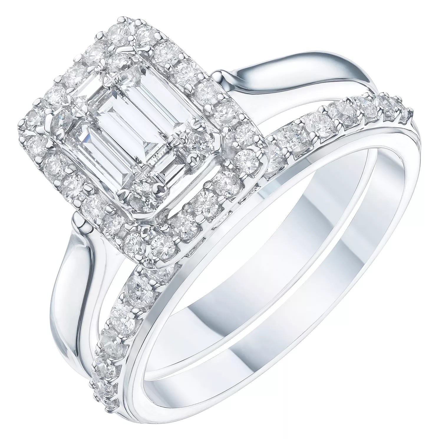 9ct White Gold 3/4ct Diamond Perfect Fit Bridal Set