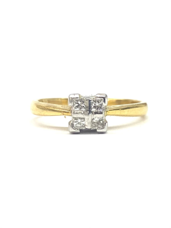 18ct Yellow Gold 0.20cts Diamond Cluster Ring RE016