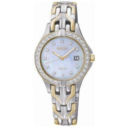 SEIKO LADIESS TWOTONE SOLAR 30M DATE WATCH SUT084P9