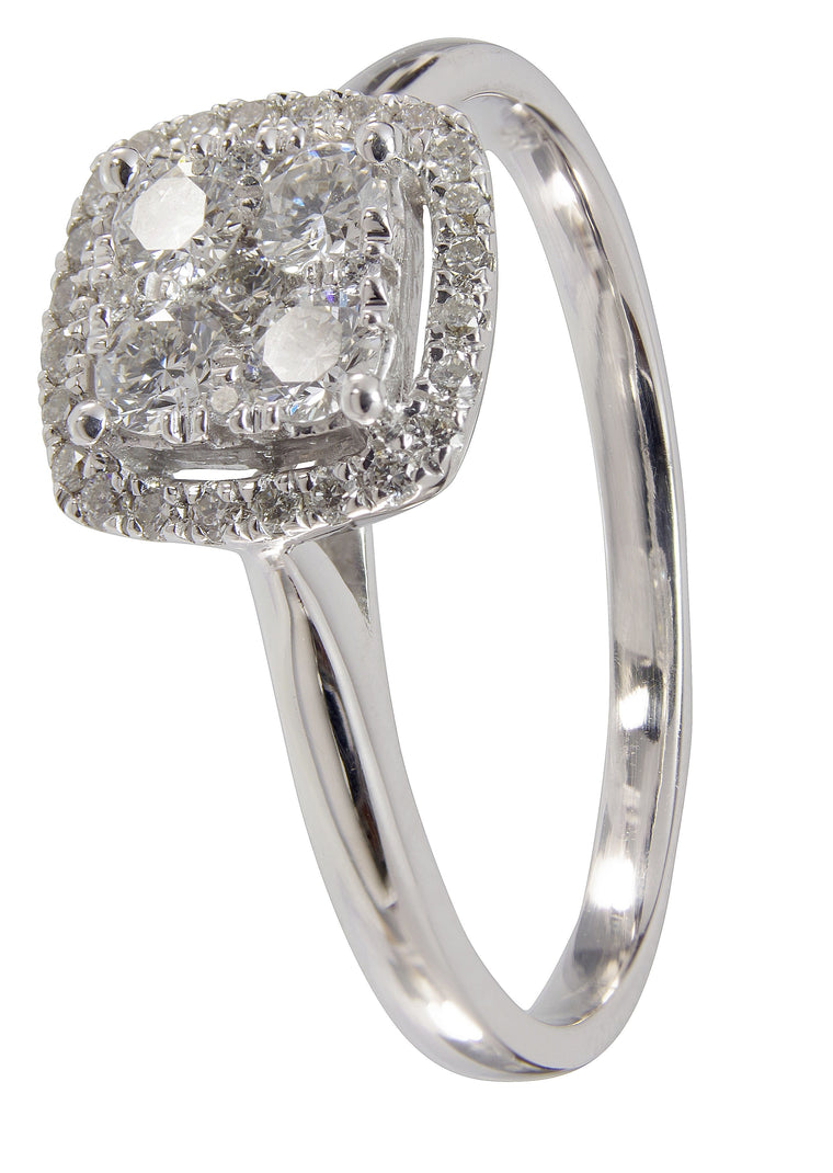 9ct White Gold 0.39cts Halo Cluster Ring