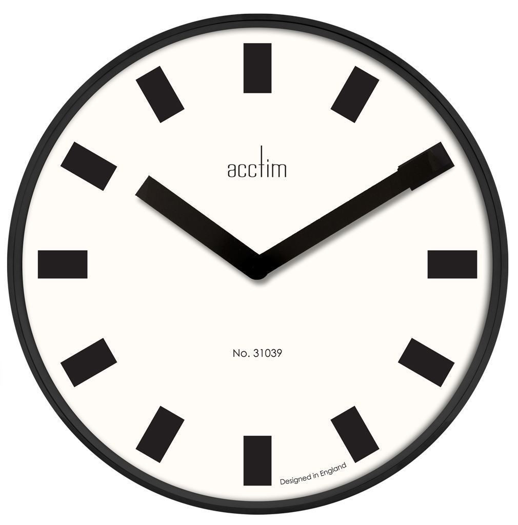 Acctim "Arvid" 40cm Black Wall Clock 29333 - Robert Openshaw Fine Jewellery