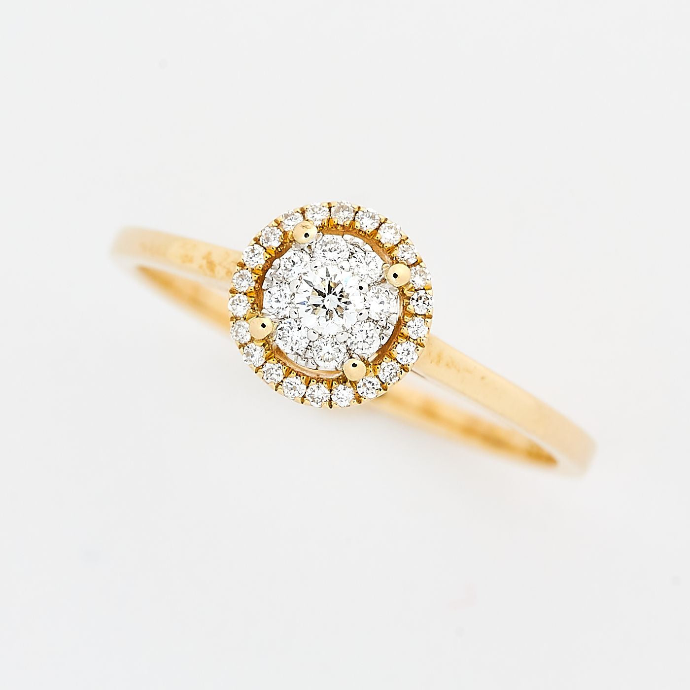 9ct Yellow Gold 0.20cts Halo Cluster Ring