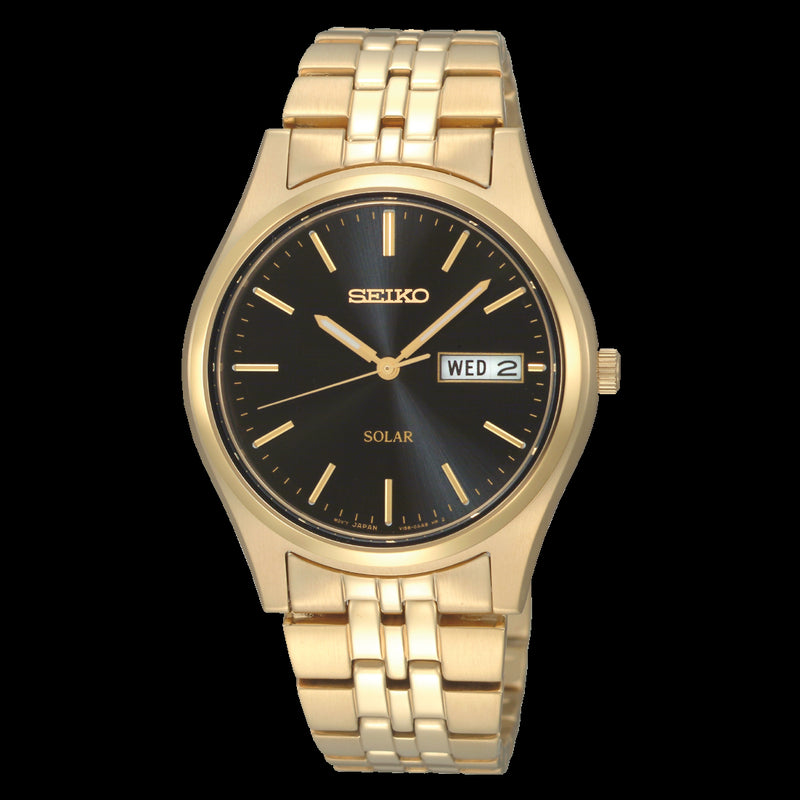 Seiko Mens Gold Plated Solar Watch SNE044P9