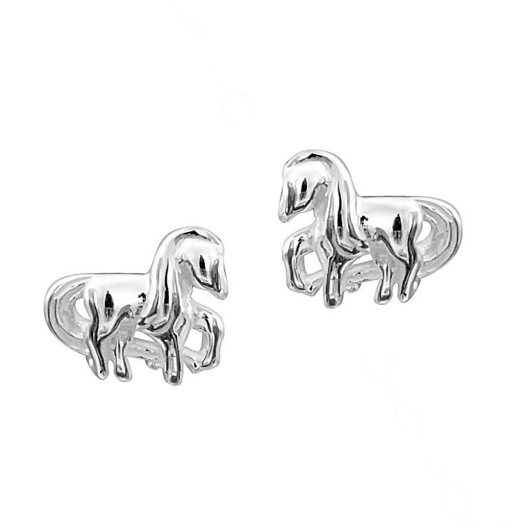 JO FOR GIRLS SILVER 10x8 HORSE STUD EARRINGS CE78