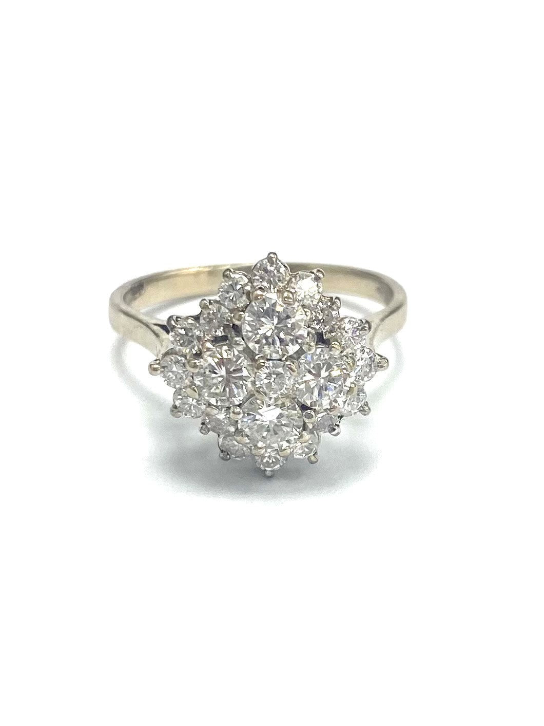 18ct White Gold 1.48cts Diamond Cluster Ring