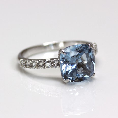 Silver Blue & White CZ Ring