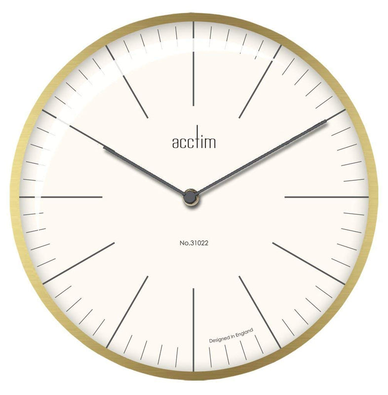 Acctim "Koppen" 30cm Domed Wall Clock in Brushed Brass 29448 - Robert Openshaw Fine Jewellery