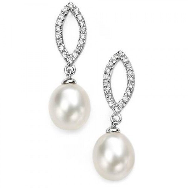 FIORELLI WHITE FRESHWATER PEARL & CZ EARRINGS E3860W