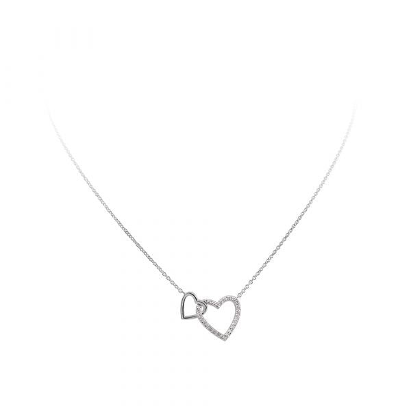 Diamonfire Silver CZ Double Heart Necklace 63-0983-1-082