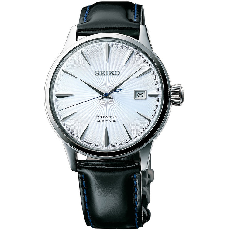 Seiko Mens Presage Automatic Leather Strap Watch SRPB43J1