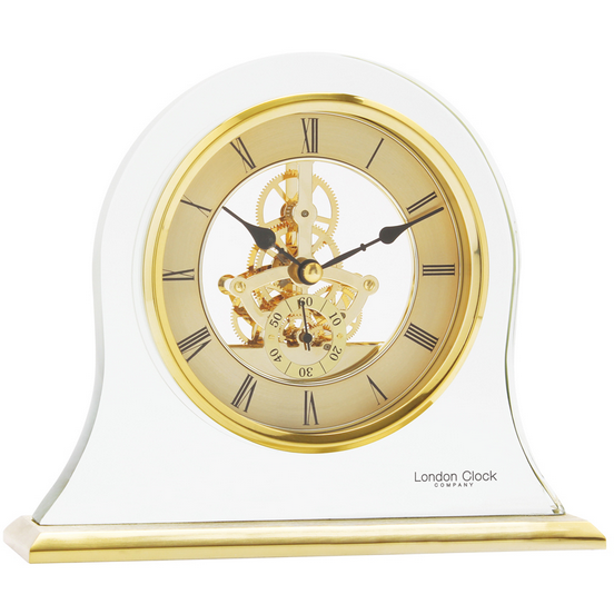 LONDON CLOCK CO GOLD FINISH GLASS MANTLE CLOCK 03084