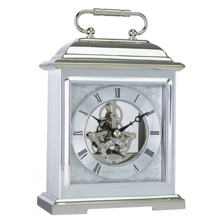 LONDON CLOCK CO CHROME FINISH SKELETO MANTLE CLOCK 04107