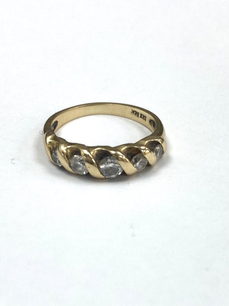 14ct Yellow Gold Five Stone 0.53cts Diamond Ring