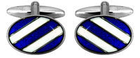 BLUE/WHITE STRIPE CUFFLINKS 901518 - Robert Openshaw Fine Jewellery