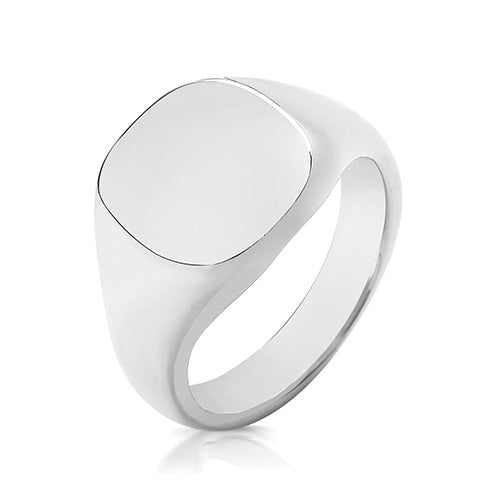 Silver 925 14 x 13mm Heavy Cusion Signet Ring TS126H