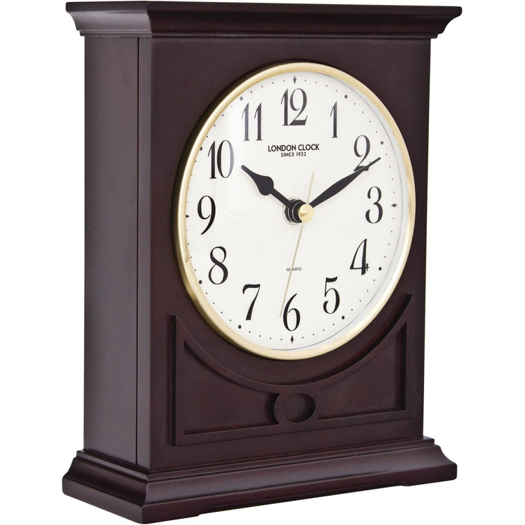 LONDON CLOCK CO DARK WOOD FLAT TOP MANTLE CLOCK 06392