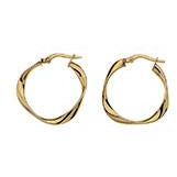 9CT YELLOW GOLD 3mm SQUARE HOOP EARRINGS
