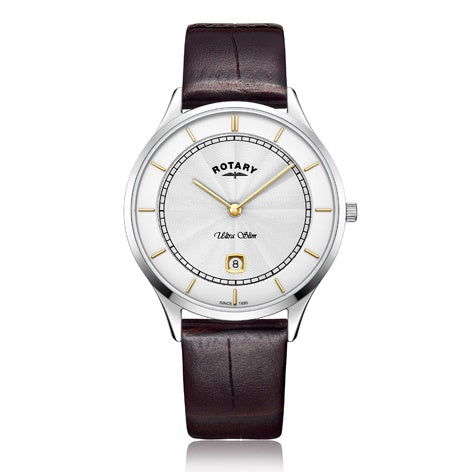 Rotary Ultra Slim White Stainless Steel Watch GS08300/02