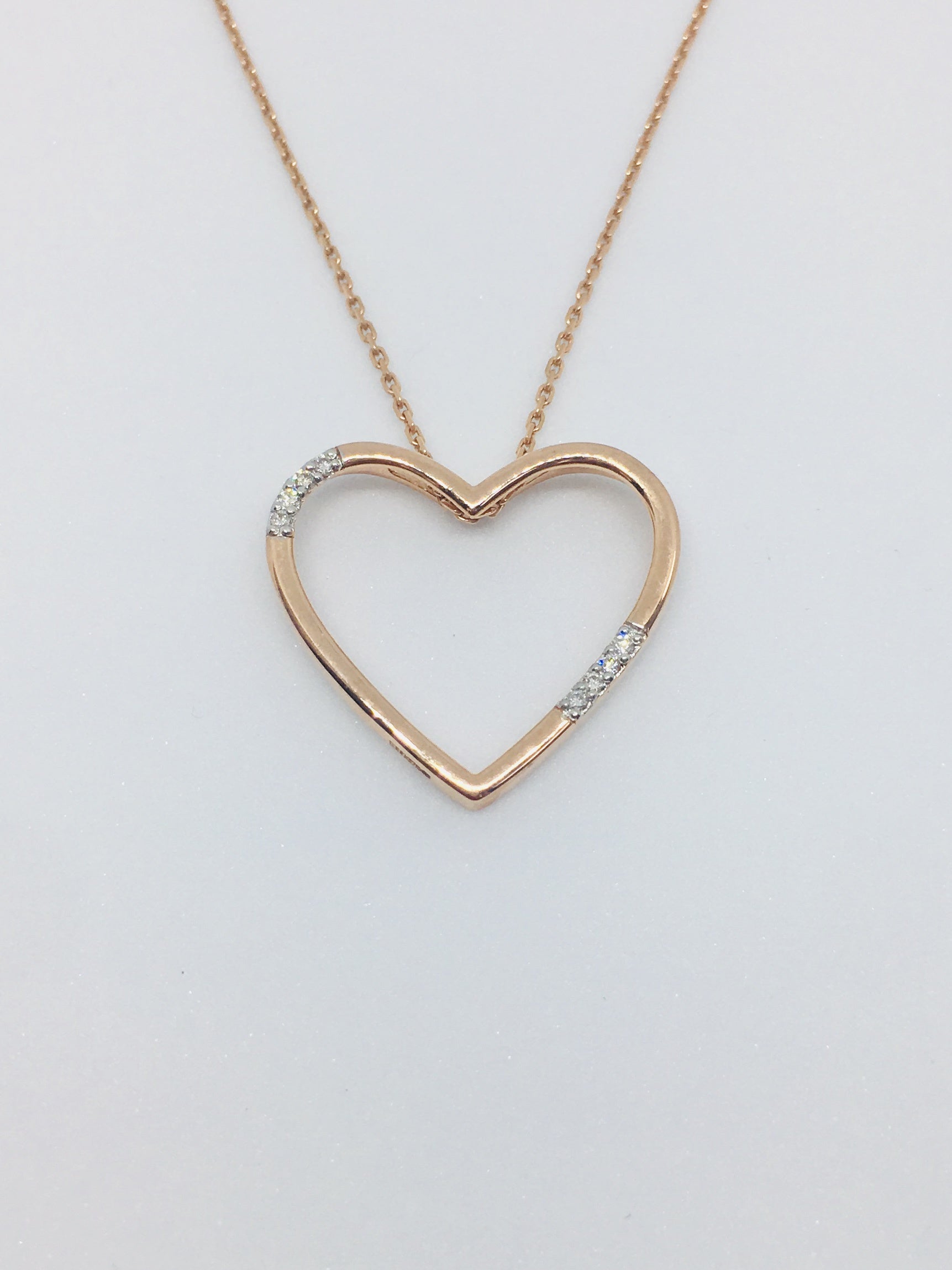 9ct Rose Gold & Diamond Heart Pendant 0.04cts - 2530047