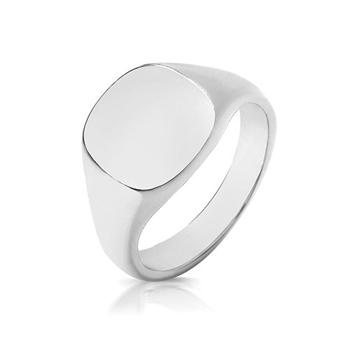 Silver 925 12 x 11mm Heavy Cusion Signet Ring TS125H