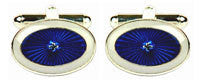 BLUE/WHITE STARBURST CUFFLINKS 901518 - Robert Openshaw Fine Jewellery