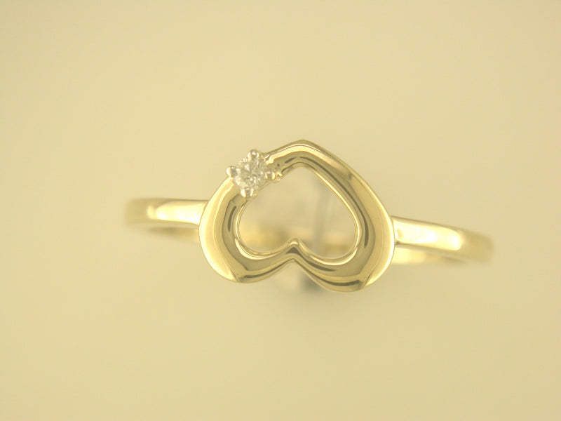 9CT YELLOW GOLD HEART RING 0.02CTS