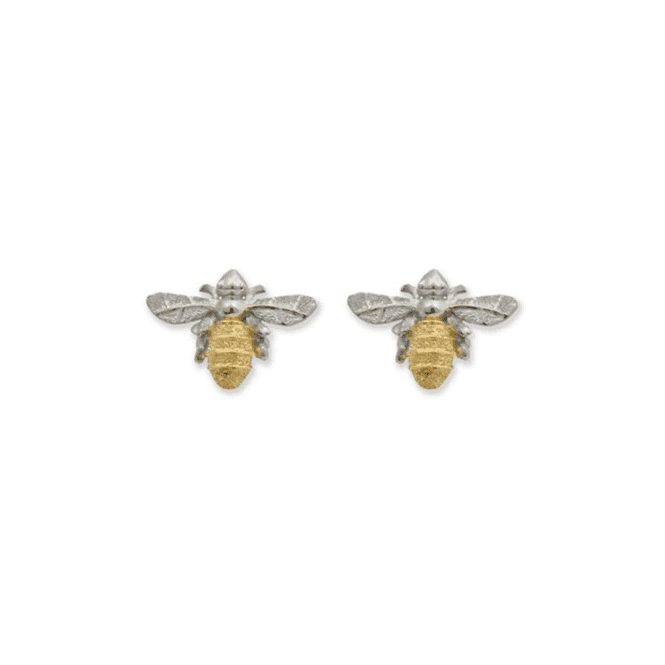 Silver Mini Bumble Bee Stud Earrings