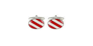RED/WHITE STRIPE CUFFLINKS 901515 - Robert Openshaw Fine Jewellery