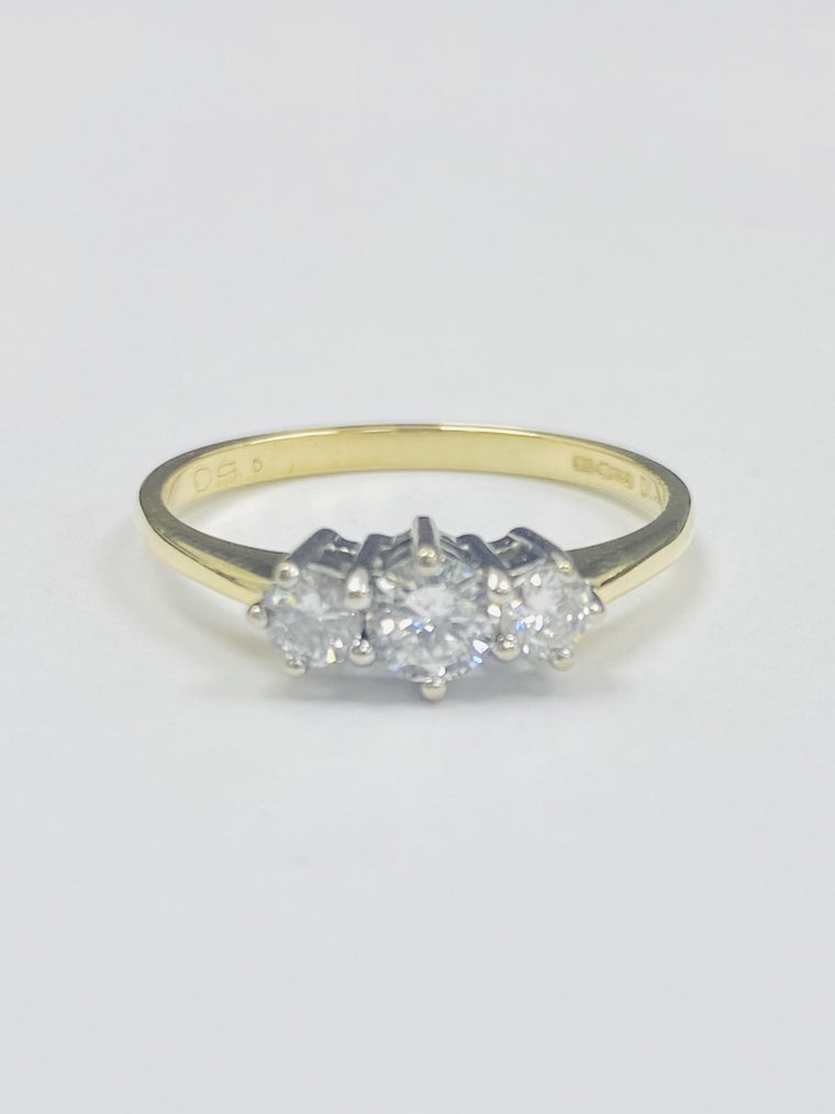 18ct Yellow Gold Trilogy 0.50cts Diamond Ring