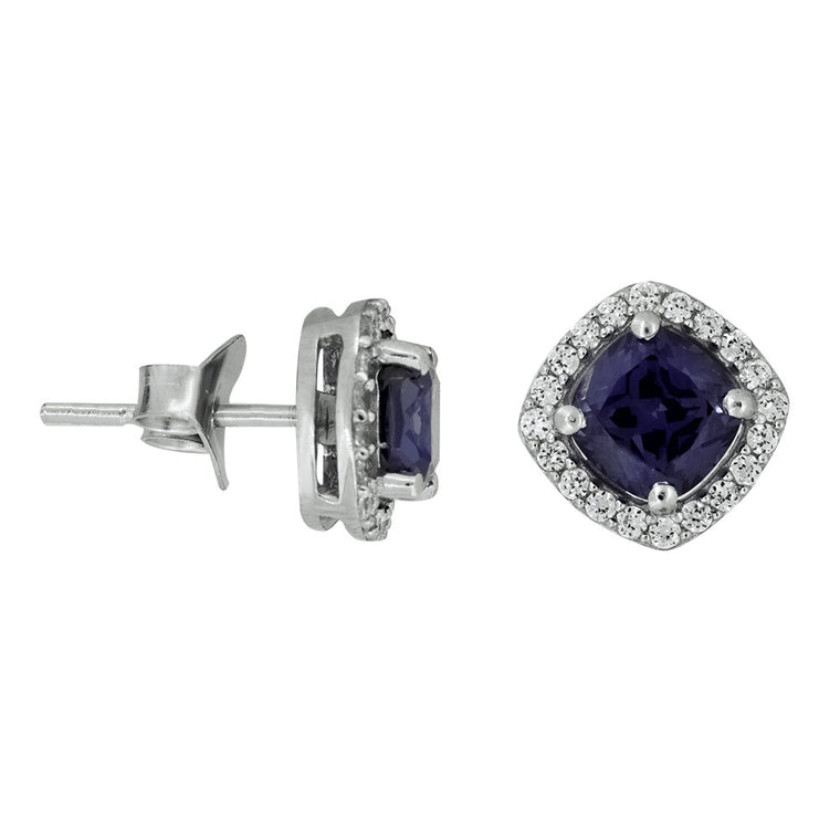 JOOLS SILVER CZ & AMETHYST STUD EARRINGS KPE2168AM
