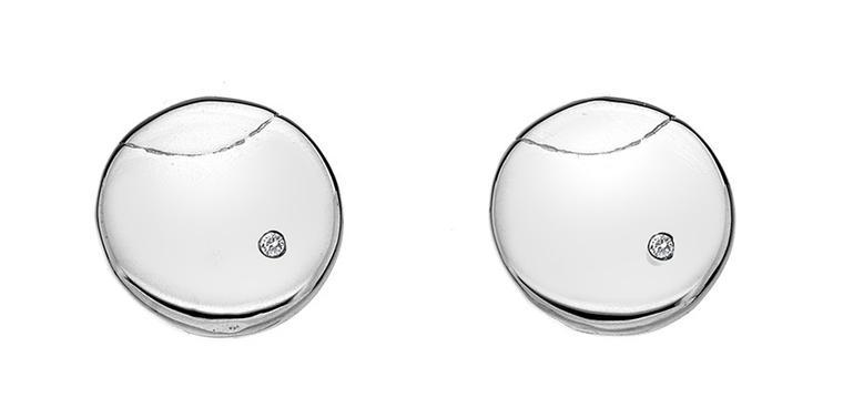 HOT DIAONDS SILVER LUNAR ECLIPSE STUD EARRINGS DE422