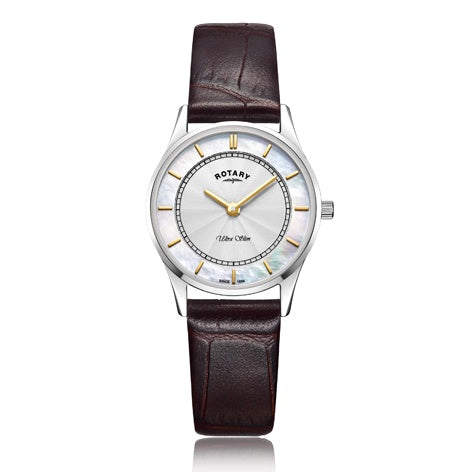 Rotary Ultra Slim White Stainless Steel Watch LS08300/02