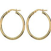 9CT YELLOW GOLD OVAL HOOP EARRINGS - Robert Openshaw Fine Jewellery