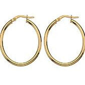 9CT YELLOW GOLD OVAL HOOP EARRINGS GHE257