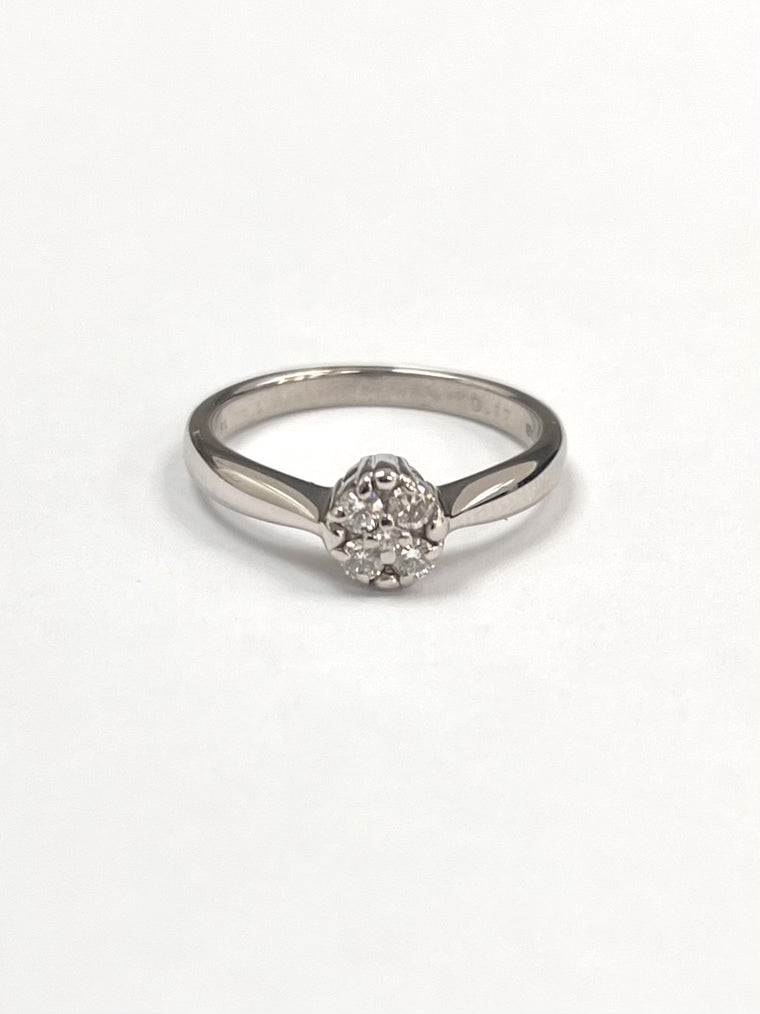 9ct White Gold 0.17cts Diamond Cluster Ring