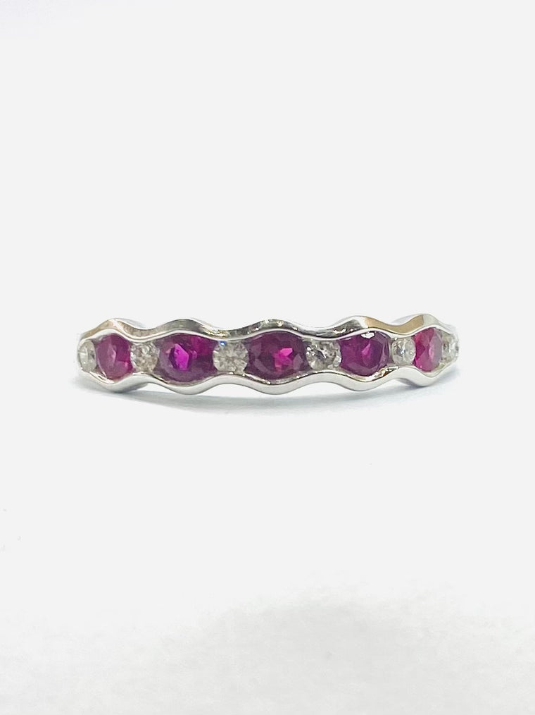 9ct White Gold 0.12ct Diamond & 0.60cts Ruby Ring  29-10021R-W