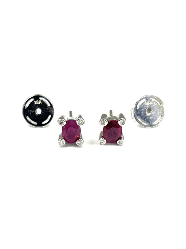 18ct White Gold Diamond & Ruby Stud Earrings