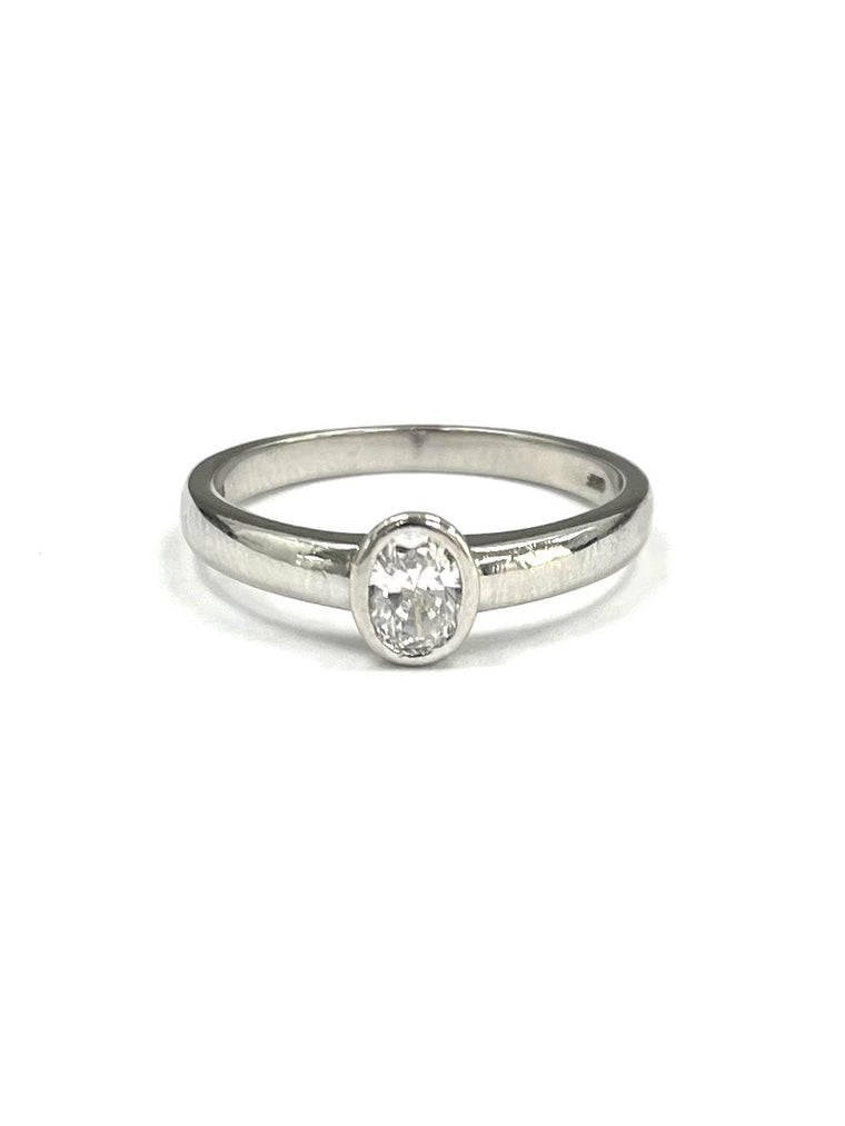Platinum 0.45cts Oval Diamond Ring